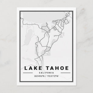 Cartão Postal Mapa de Cidade Viagem do Lago Tahoe California USA