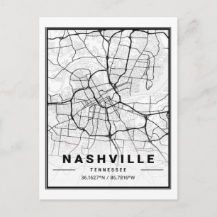Cartão Postal Mapa de Cidade Viagem do Tennessee nos EUA