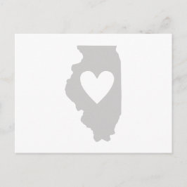Cartão Postal Mapa de Cinzas de Illinois Moldou Amor Illinoisan