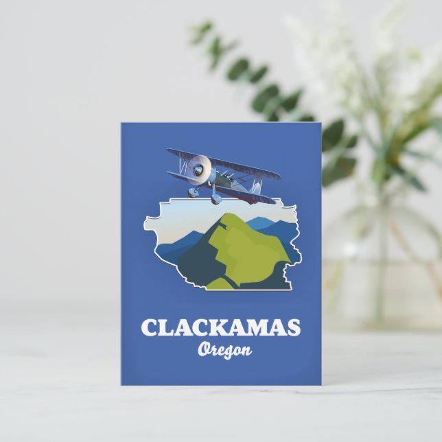 Cartão Postal Mapa de Clackamas Oregon EUA (Em pé/Frente)