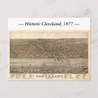 Cartão Postal Mapa de Cleveland Ohio 1877