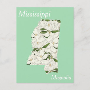 Cartão Postal Mapa de Colagem da Flor do Estado do Mississippi