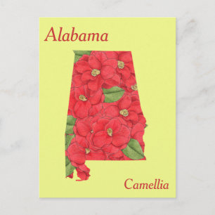 Cartão Postal Mapa de Colagem de Flores do Estado do Alabama