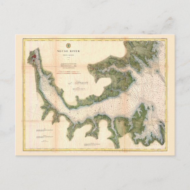 Cartão Postal Mapa de colheita do Neuse River Carolina do Norte (Frente)