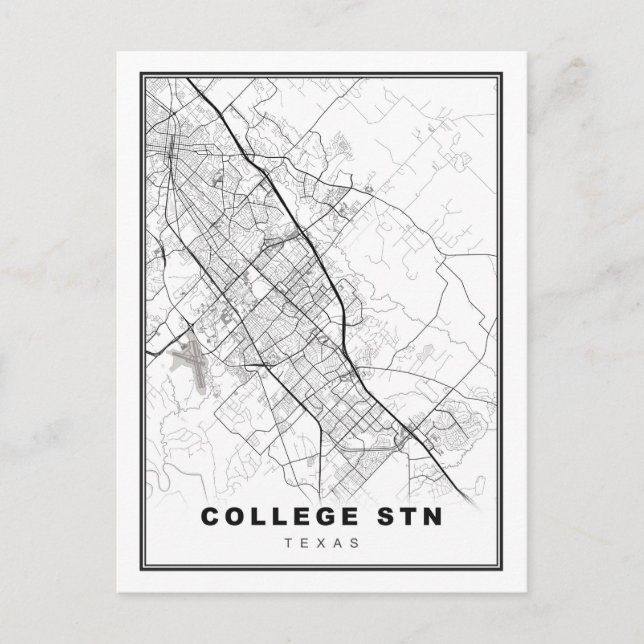 Cartão Postal Mapa de College Station (Frente)