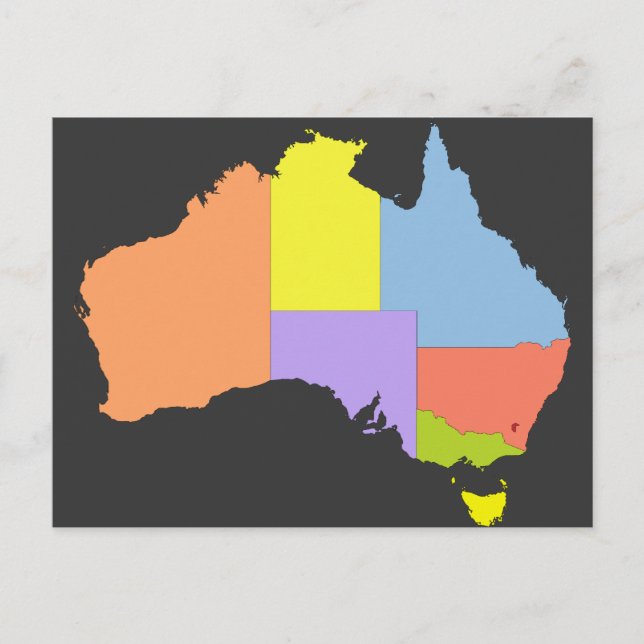 Cartão Postal Mapa de cores da Austrália, Austrália (Frente)