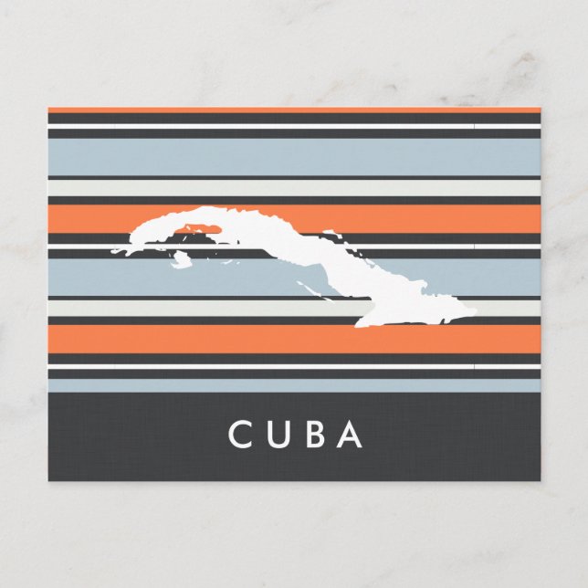 Cartão Postal Mapa de Cuba: Tiras Modernas (Frente)