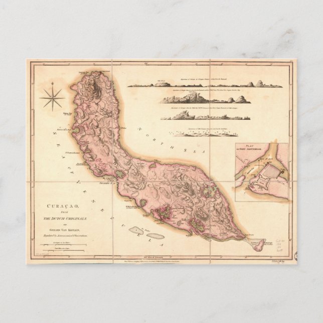Cartão Postal Mapa de Curaçao (1810) (Frente)