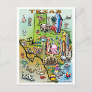 Cartão Postal Mapa de Divertimento do Texas