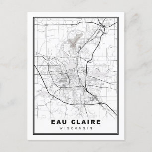 Cartão Postal Mapa de Eau Claire