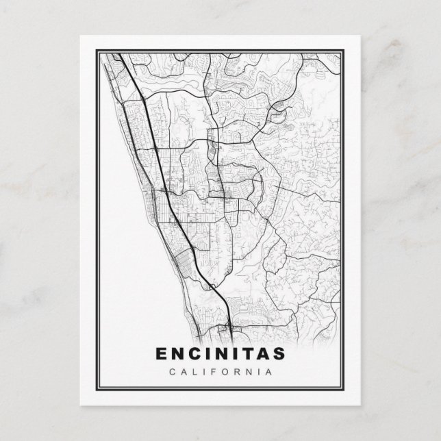 Cartão Postal Mapa de Encinitas (Frente)