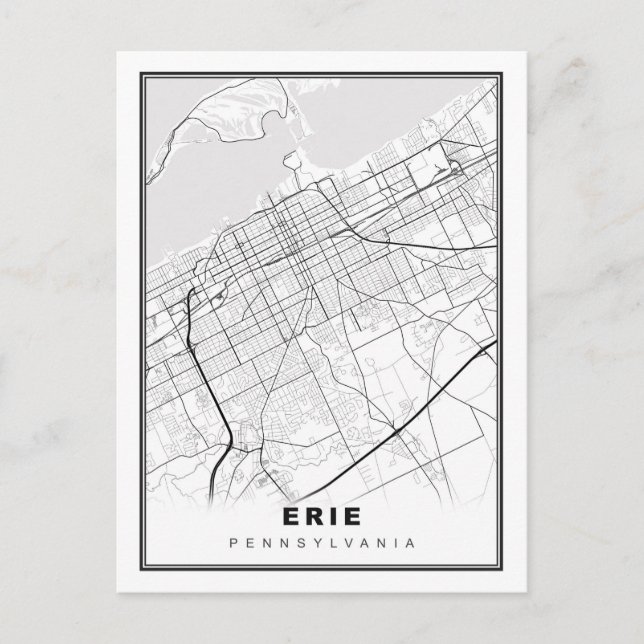Cartão Postal Mapa de Erie (Frente)