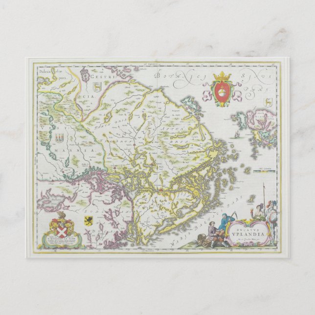 Cartão Postal Mapa de Estocolmo, Suecia (Frente)