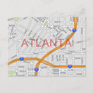 Cartão Postal Mapa de Estradas de Peachtree Atlanta