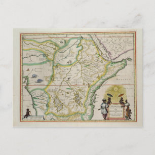 Cartão Postal Mapa de Etiópia que mostra cinco estados africano