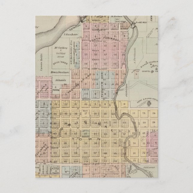 Cartão Postal Mapa de Faribault, Condado de Rice, Minnesota (Frente)