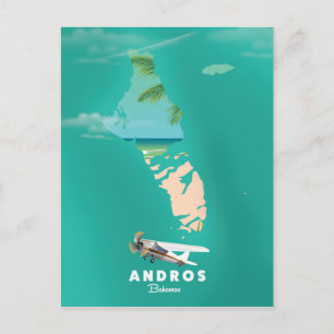 Cartão Postal Mapa de férias de Andros Bahamas.