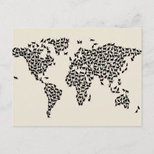 Cartão Postal Mapa de Gatos do Mapa Mundial