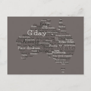 Cartão Postal Mapa de Gírias Australianas Edição Especial para I