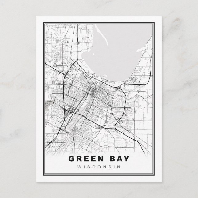 Cartão Postal Mapa de Green Bay (Frente)