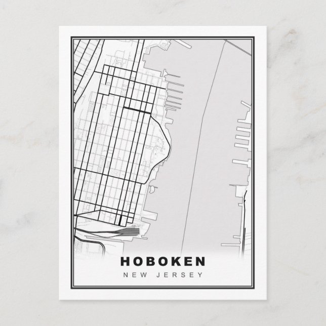 Cartão Postal Mapa de Hoboken (Frente)