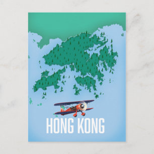 Cartão Postal Mapa de Hong Kong