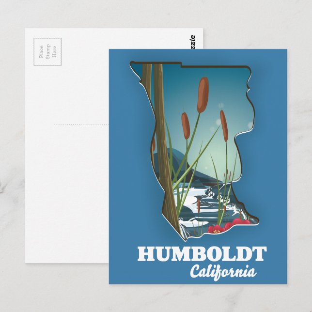 Cartão Postal mapa de Humboldt Califórnia (Frente/Verso)