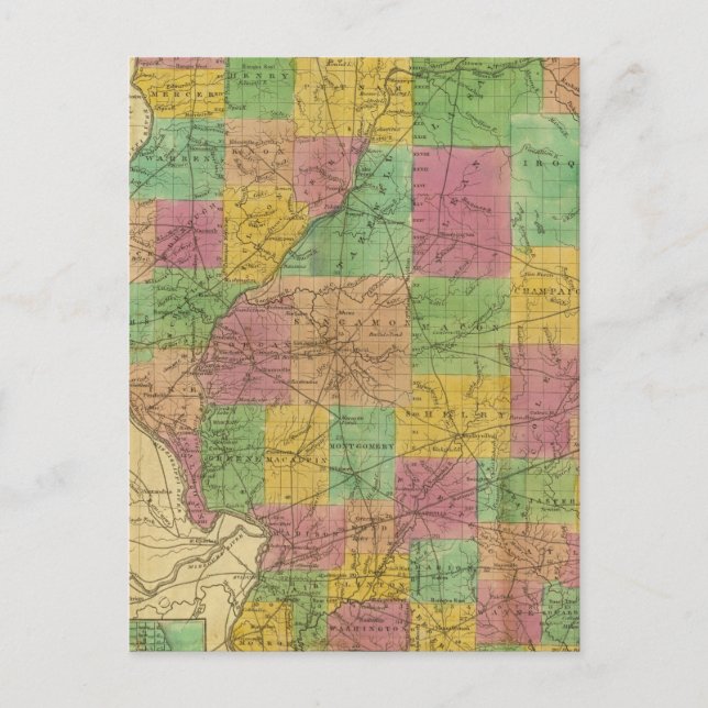Cartão Postal Mapa de Illinois (Frente)