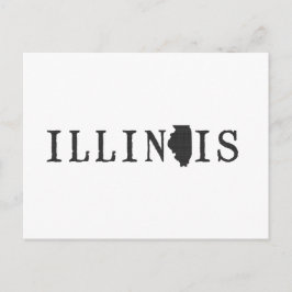 Cartão Postal Mapa de Illinois - Forma - Letra Escrita - Arte Ne