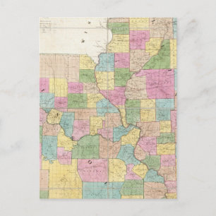 Cartão Postal Mapa de Illinois & Missouri