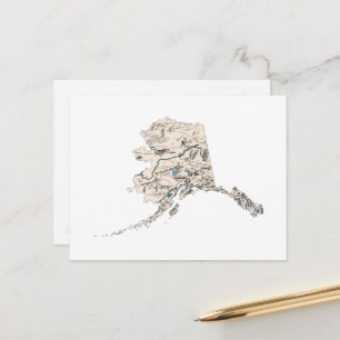 Cartão Postal Mapa de Imagens do Alaska Vintage - Gráfico de Es