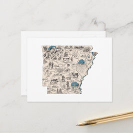 Cartão Postal Mapa de Imagens do Arkansas Vintage - Gráfico de E