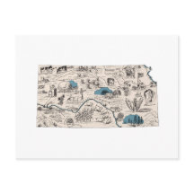 Mapa de Imagens do Kansas Vintage - Quadro de Esta