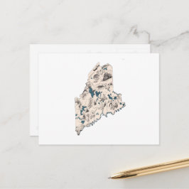 Cartão Postal Mapa de Imagens do Maine Vintage - Gráfico de Esta