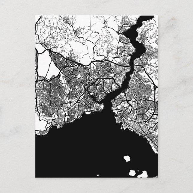 Cartão Postal Mapa de Istambul Turquia (Frente)