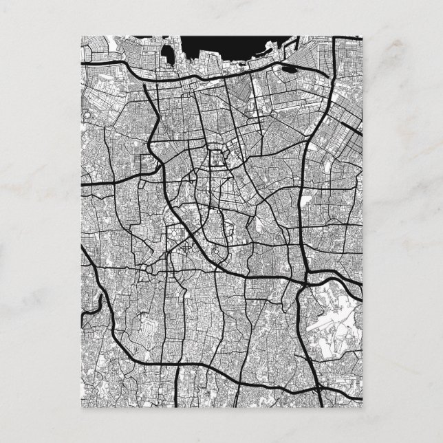 Cartão Postal Mapa de Jacarta Indonésia (Frente)