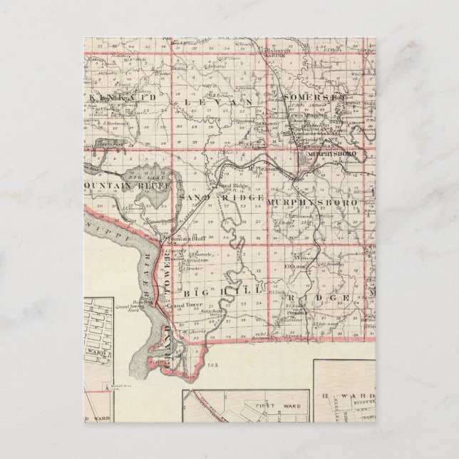 Cartão Postal Mapa de Jackson County, Grand Tower (Frente)