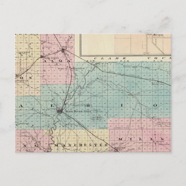 Cartão Postal Mapa de Jackson County, Plat of Friendship (Frente)