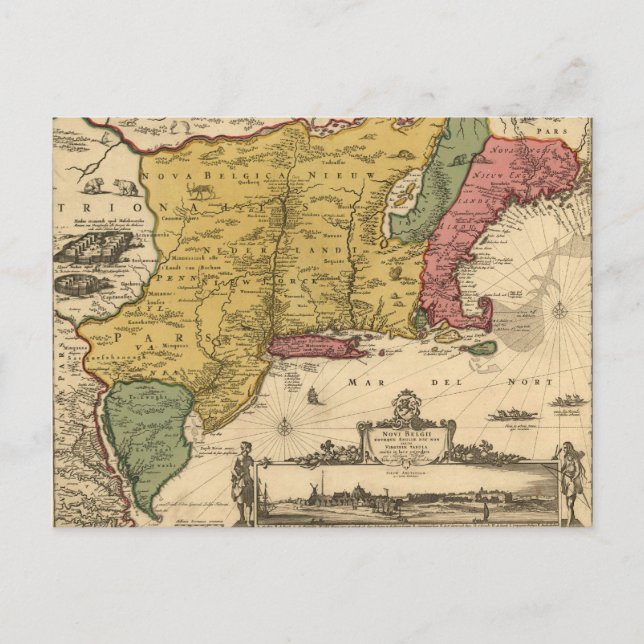 Cartão Postal Mapa de Jansson Visscher (Frente)
