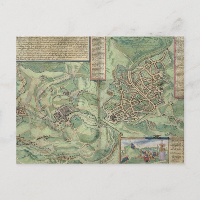 Cartão Postal Mapa de Jerusalém, de Civitates Orbis Terrarum (Frente)