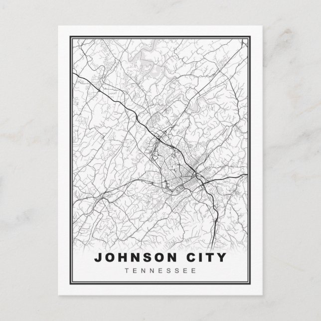 Cartão Postal Mapa de Johnson City (Frente)