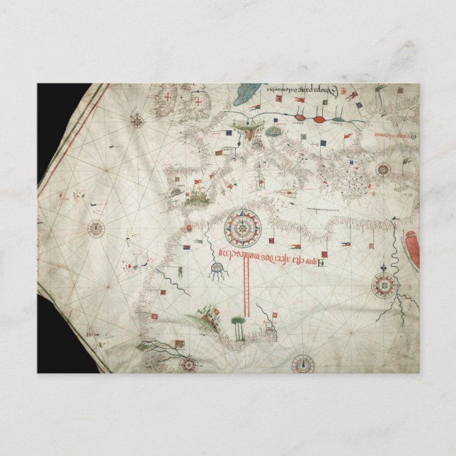 Cartão Postal Mapa de Jorge Aguiar - 1492 (Frente)