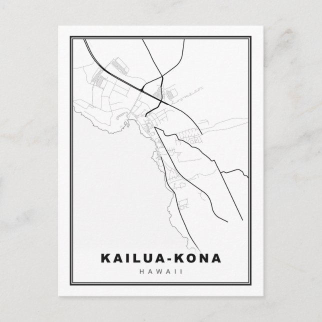 Cartão Postal Mapa de Kailua-Kona (Frente)