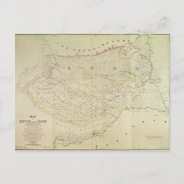 Cartão Postal Mapa de KDutch e Runn, Índia, 1854 (Frente)
