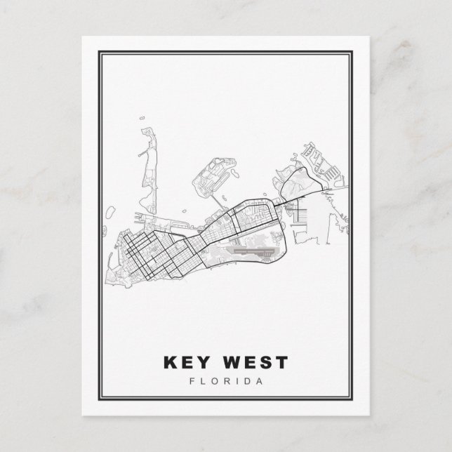 Cartão Postal Mapa de Key West (Frente)