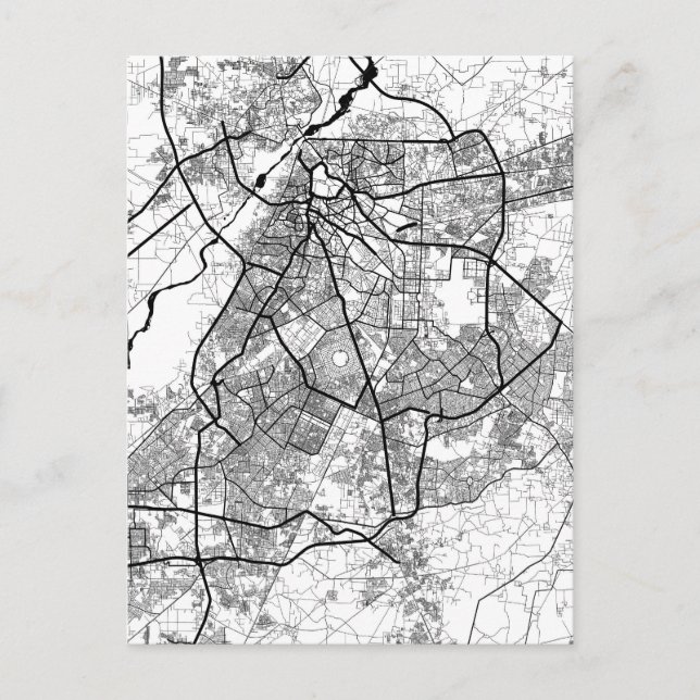 Cartão Postal Mapa de Lahore Paquistão (Frente)