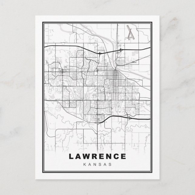 Cartão Postal Mapa de Lawrence (Frente)
