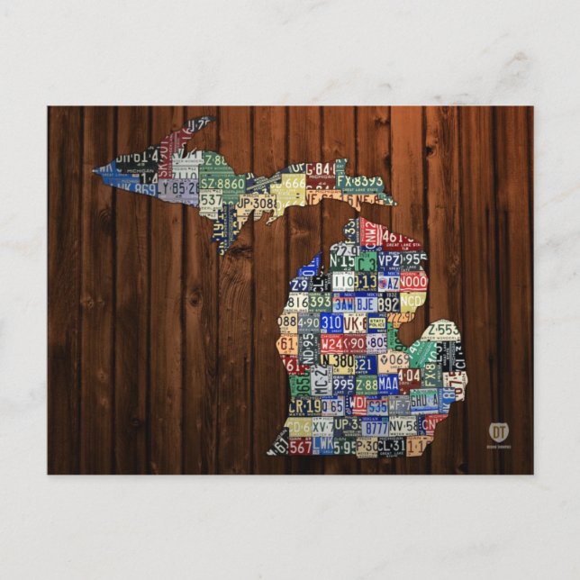 Cartão Postal Mapa de Licenças de Michigan para Condados sobre M (Frente)