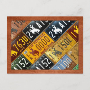 Cartão Postal Mapa de Licenças do Estado de Wyoming por Design 