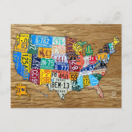 Cartão Postal Mapa de Licenças dos EUA com Viagem dos 50 Estados